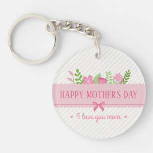 Elegant Floral Happy Mother's Day Keychain
