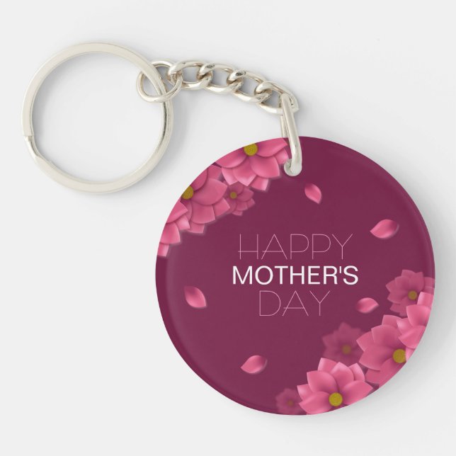 Elegant Floral Happy Mother's Day | Keychain (Front)