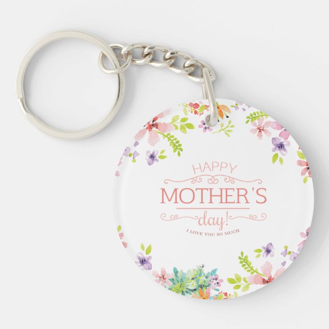 Elegant Floral Happy Mother's Day | Keychain (Front)