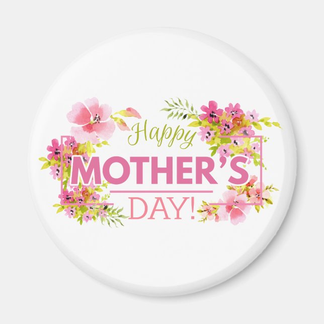 Elegant Floral Happy Mother's Day | Magnet (Front)