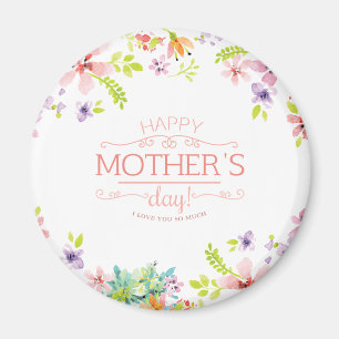 Elegant Floral Happy Mother's Day   Magnet