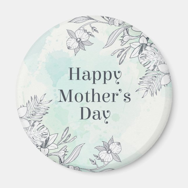 Elegant Floral Happy Mother's Day | Magnet (Front)