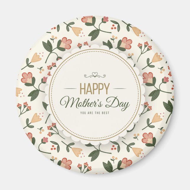 Elegant Floral Happy Mother's Day | Magnet (Front)