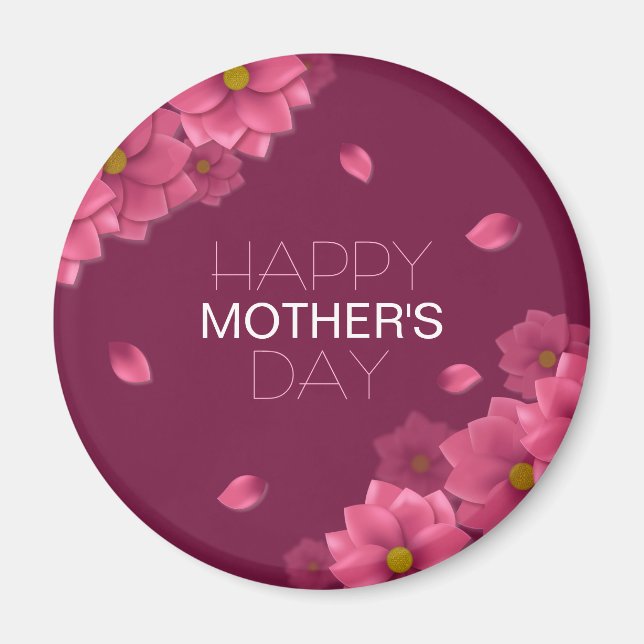 Elegant Floral Happy Mother's Day | Magnet (Front)