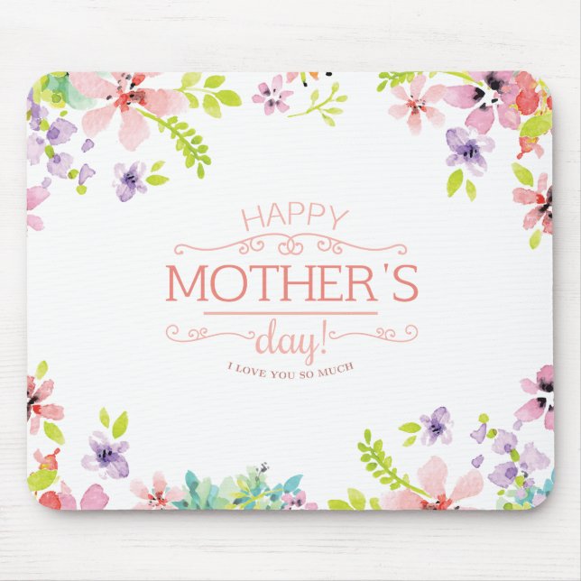 Elegant Floral Happy Mother's Day | Mouse Pad (Front)