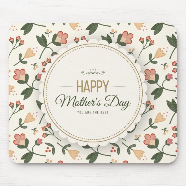 Elegant Floral Happy Mother's Day | Mousepad (Front)
