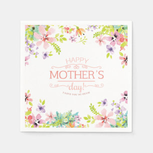 Elegant Floral Happy Mother's Day Napkin