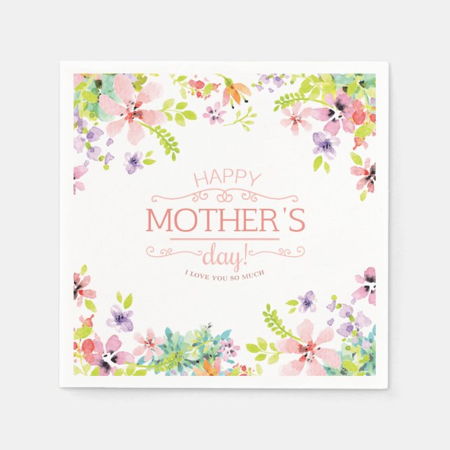 Elegant Floral Happy Mother's Day | Napkin (Front)