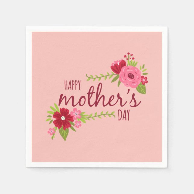 Elegant Floral Happy Mother's Day | Napkin (Front)