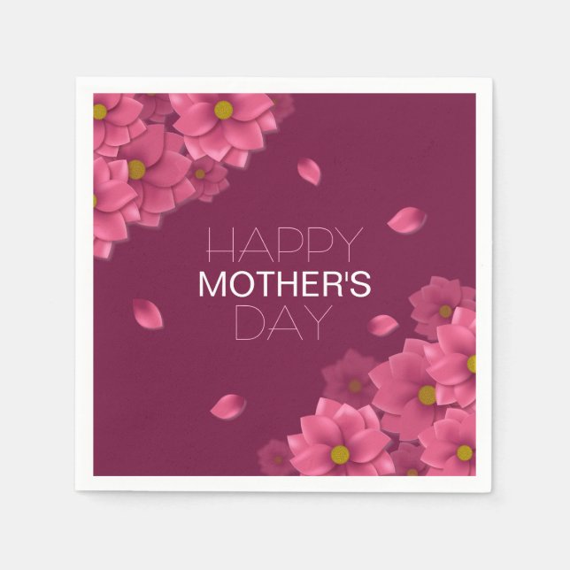 Elegant Floral Happy Mother's Day | Napkin (Front)