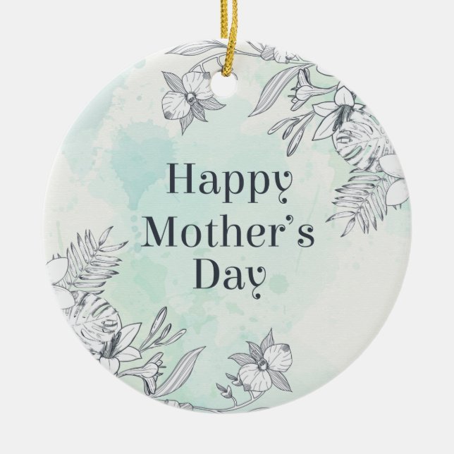 Elegant Floral Happy Mother's Day | Ornament (Front)