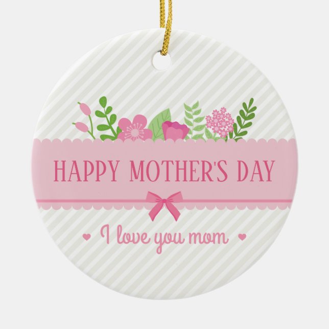 Elegant Floral Happy Mother's Day | Ornament (Front)