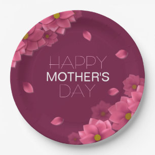 Elegant Floral Happy Mother's Day Paper Plate