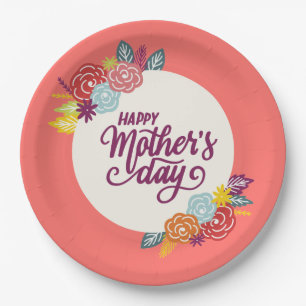 Elegant Floral Happy Mother's Day Paper Plate