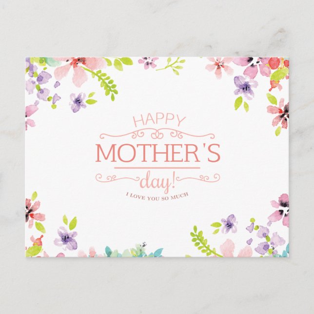 Elegant Floral Happy Mother's Day | Postcard (Front)