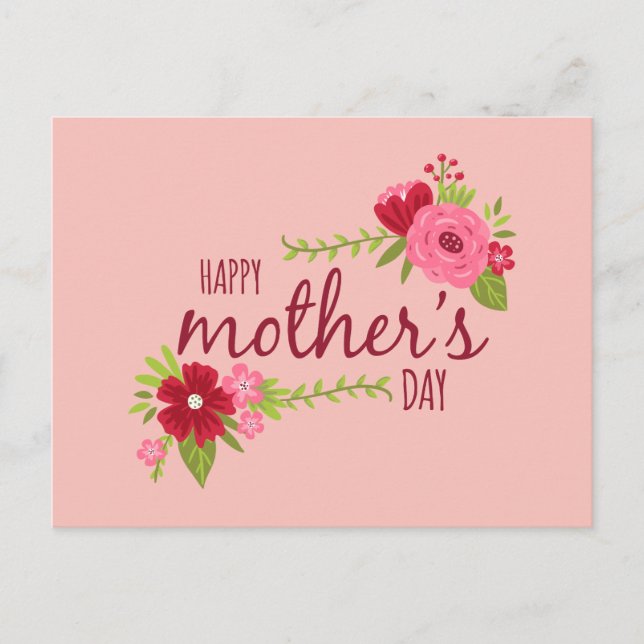 Elegant Floral Happy Mother's Day | Postcard (Front)