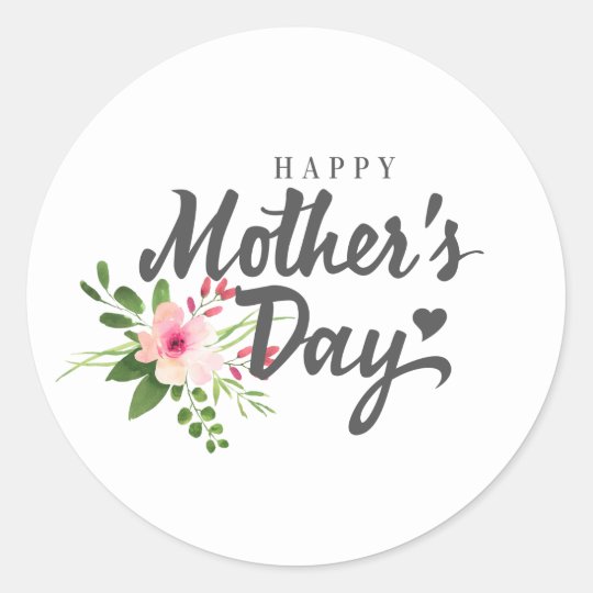 Elegant Floral Happy Mother S Day Sticker Seal Zazzle