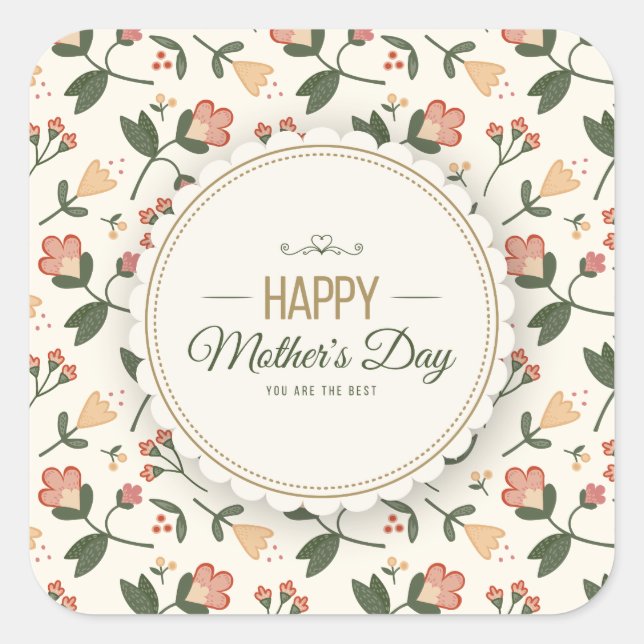 Elegant Floral Happy Mother's Day Sticker Seal (Front)