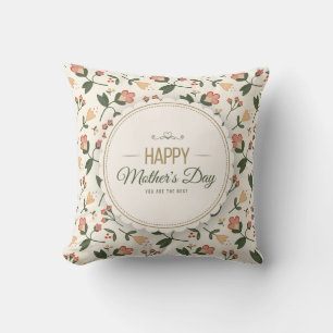 Elegant Floral Happy Mother's Day   Throw Pillow
