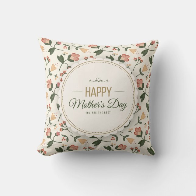 Elegant Floral Happy Mother's Day | Throw Pillow (Front)