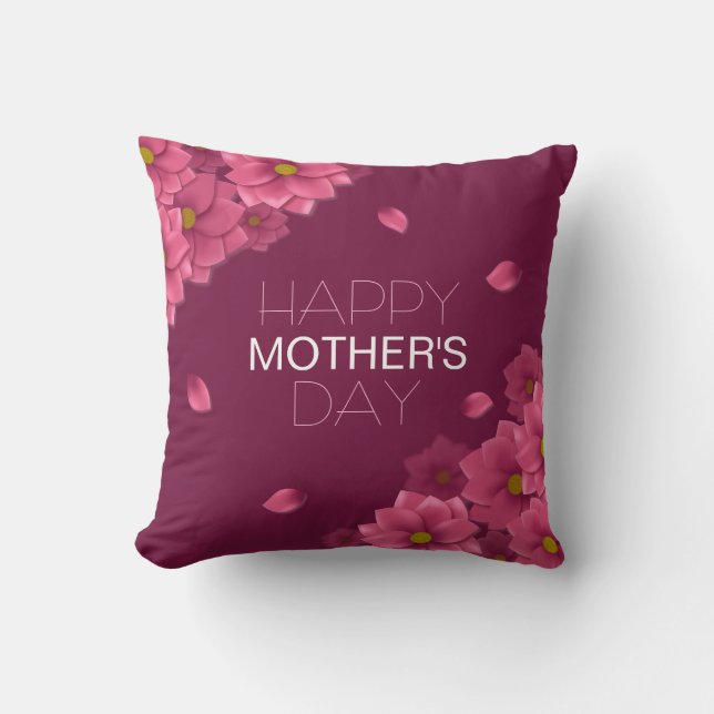 Elegant Floral Happy Mother's Day | Throw Pillow (Front)