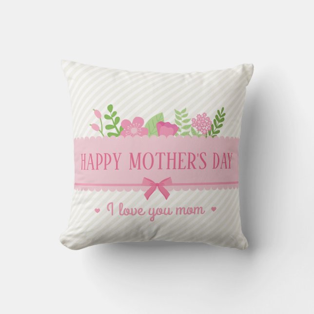 Elegant Floral Happy Mother's Day | Throw Pillow (Front)