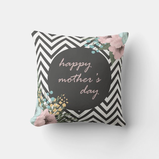 Elegant Floral Happy Mother's Day | Throw Pillow (Front)