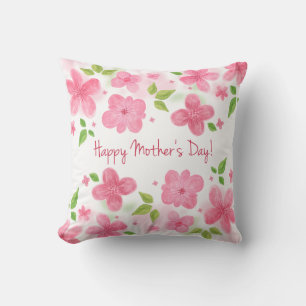 Elegant Floral Happy Mother's Day   Throw Pillow
