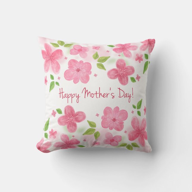 Elegant Floral Happy Mother's Day | Throw Pillow (Front)