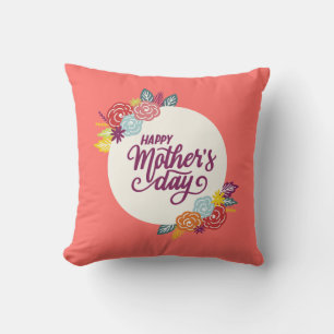 Elegant Floral Happy Mother's Day   Throw Pillow
