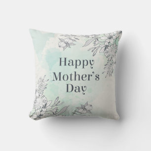 Elegant Floral Happy Mother's Day   Throw Pillow