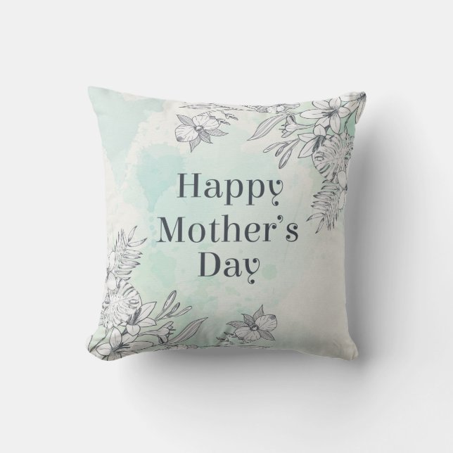 Elegant Floral Happy Mother's Day | Throw Pillow (Front)