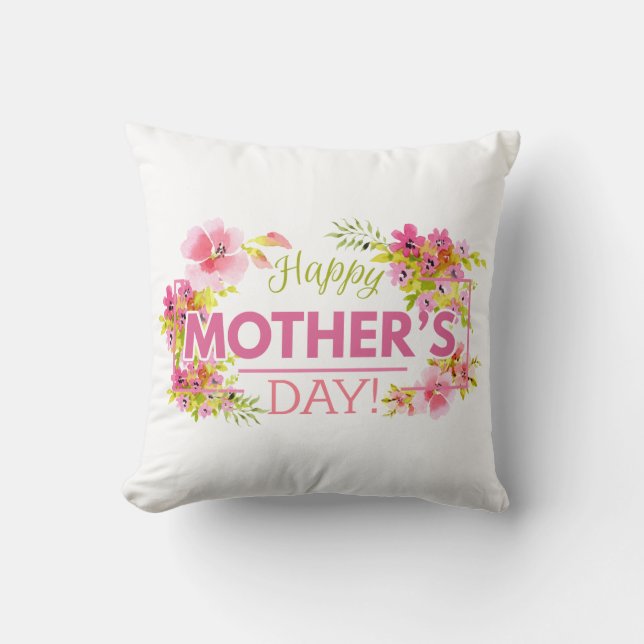 Elegant Floral Happy Mother's Day | Throw Pillow (Front)