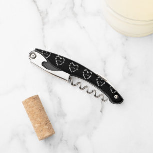 Elegant Floral Heart B&W Sommelier Corkscrew