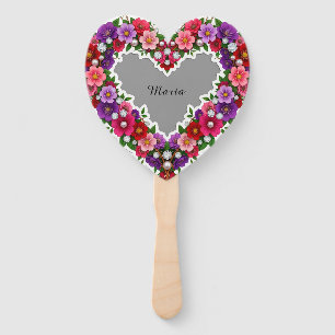 Elegant Floral Heart Design Hand Fan