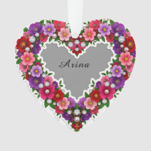 Elegant Floral Heart Design Ornament