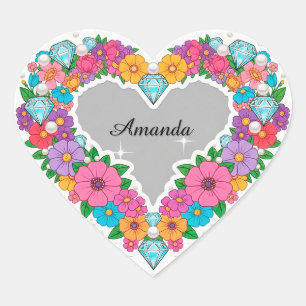 Elegant Floral Heart Design Sticker