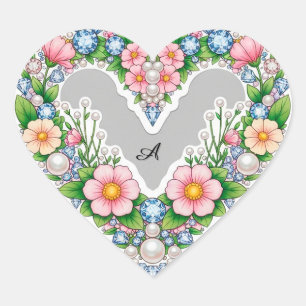 Elegant Floral Heart Design Sticker