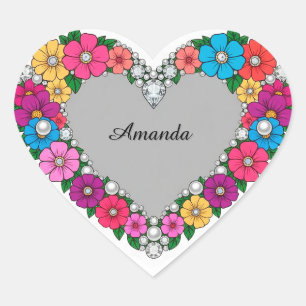 Elegant Floral Heart Design Sticker