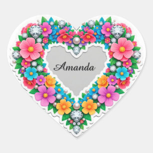 Elegant Floral Heart Design Sticker