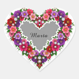 Elegant Floral Heart Design Sticker
