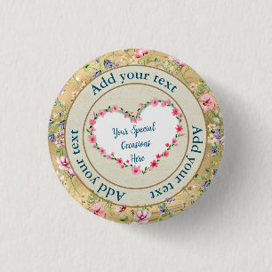 Elegant Floral Heart Frame: for Every Occasion 3 Cm Round Badge