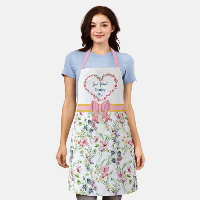 Elegant Floral Heart Frame: for Every Occasion Apron (Worn)