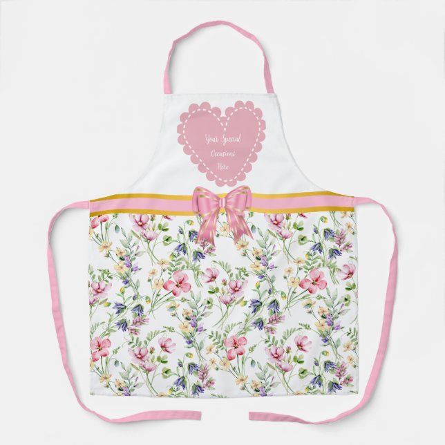 Elegant Floral Heart Frame: for Every Occasion  Apron (Front)