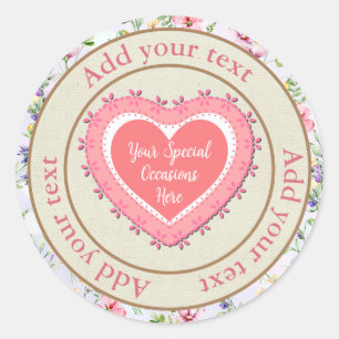 Elegant Floral Heart Frame: for Every Occasion Classic Round Sticker