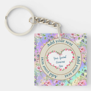 Elegant Floral Heart Frame: for Every Occasion Key Ring