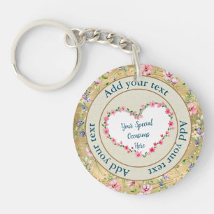 Elegant Floral Heart Frame: for Every Occasion Key Ring