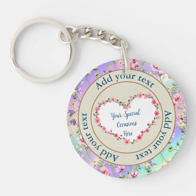 Elegant Floral Heart Frame: for Every Occasion Key Ring (Front)
