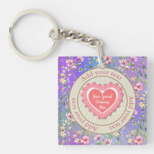 Elegant Floral Heart Frame: for Every Occasion Key Ring
