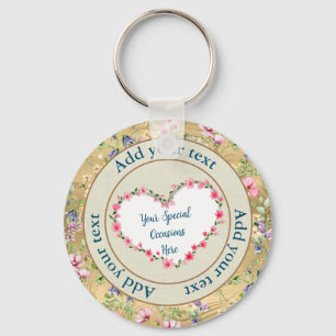 Elegant Floral Heart Frame: for Every Occasion Key Ring